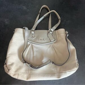 Coach Beige Leather Shoulder Bag